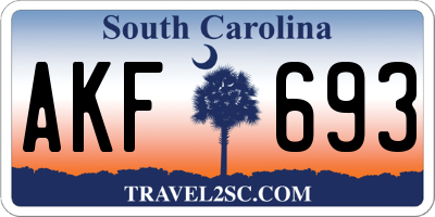 SC license plate AKF693