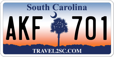 SC license plate AKF701