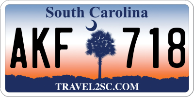 SC license plate AKF718