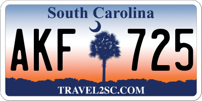 SC license plate AKF725