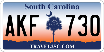 SC license plate AKF730