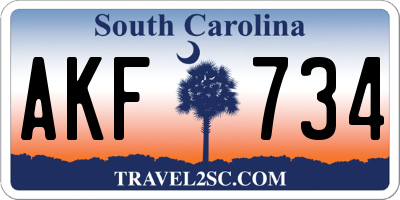 SC license plate AKF734