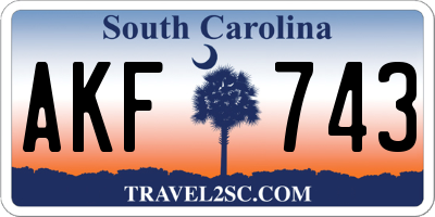 SC license plate AKF743