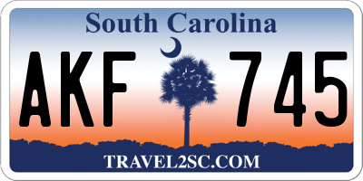 SC license plate AKF745