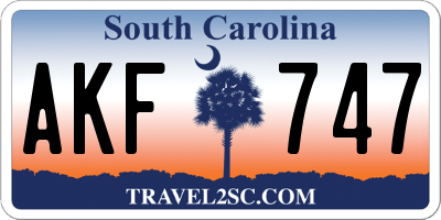 SC license plate AKF747