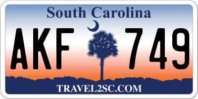 SC license plate AKF749