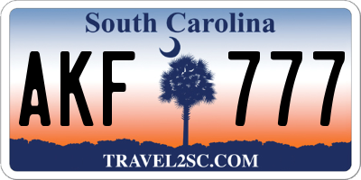 SC license plate AKF777