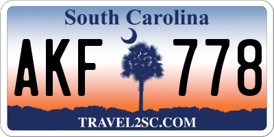 SC license plate AKF778
