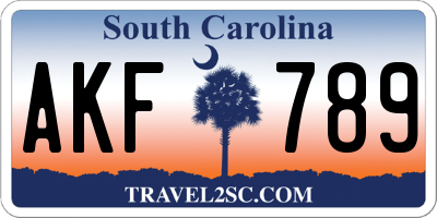 SC license plate AKF789
