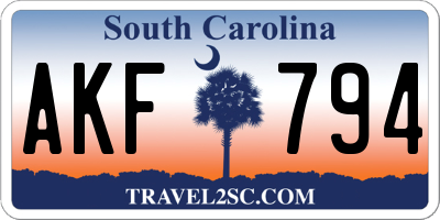 SC license plate AKF794