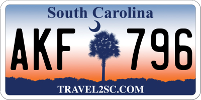 SC license plate AKF796