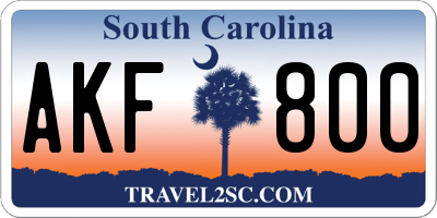SC license plate AKF800
