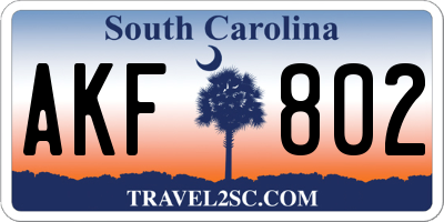 SC license plate AKF802