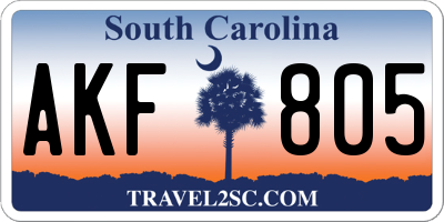 SC license plate AKF805