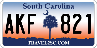 SC license plate AKF821