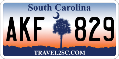 SC license plate AKF829