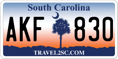 SC license plate AKF830