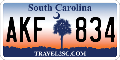 SC license plate AKF834
