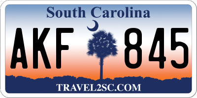SC license plate AKF845