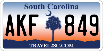 SC license plate AKF849