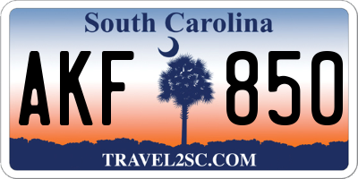 SC license plate AKF850