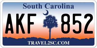 SC license plate AKF852