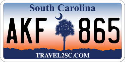 SC license plate AKF865