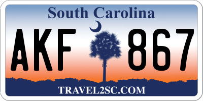 SC license plate AKF867
