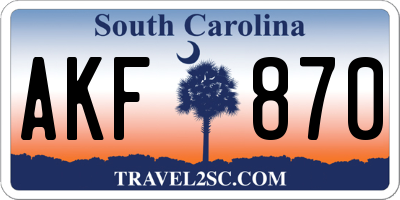 SC license plate AKF870