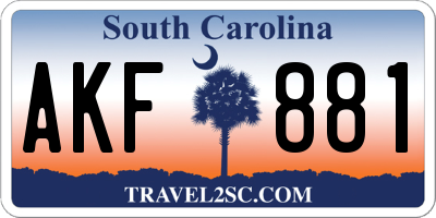 SC license plate AKF881