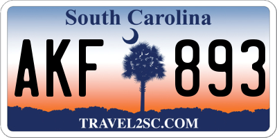 SC license plate AKF893