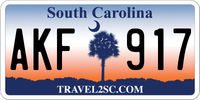 SC license plate AKF917