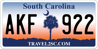 SC license plate AKF922