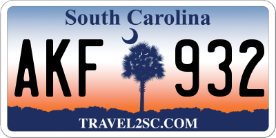 SC license plate AKF932