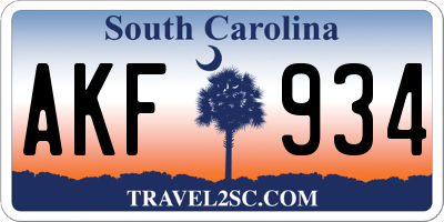 SC license plate AKF934