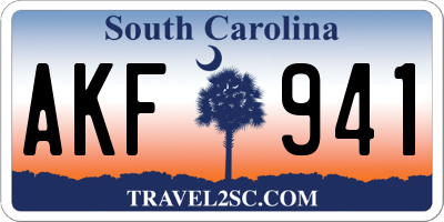 SC license plate AKF941