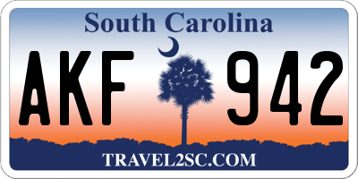 SC license plate AKF942