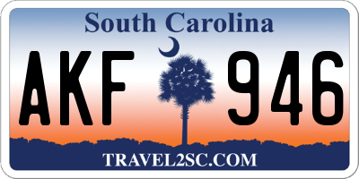 SC license plate AKF946