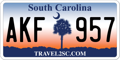 SC license plate AKF957