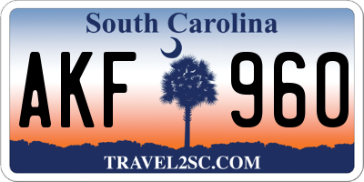 SC license plate AKF960