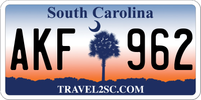 SC license plate AKF962