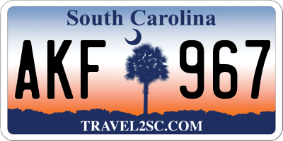 SC license plate AKF967