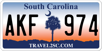 SC license plate AKF974