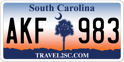 SC license plate AKF983