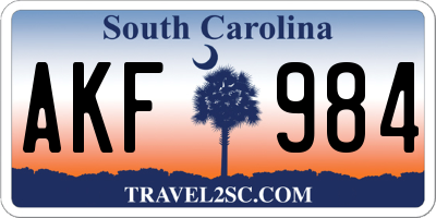 SC license plate AKF984
