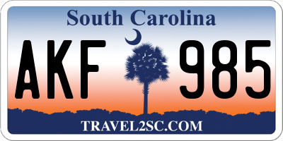 SC license plate AKF985