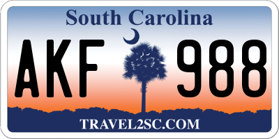 SC license plate AKF988