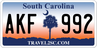 SC license plate AKF992