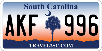SC license plate AKF996