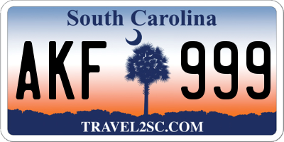 SC license plate AKF999